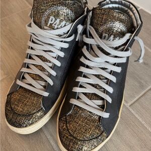 P448 Women’s Black and Gold High-Top Sneakers
